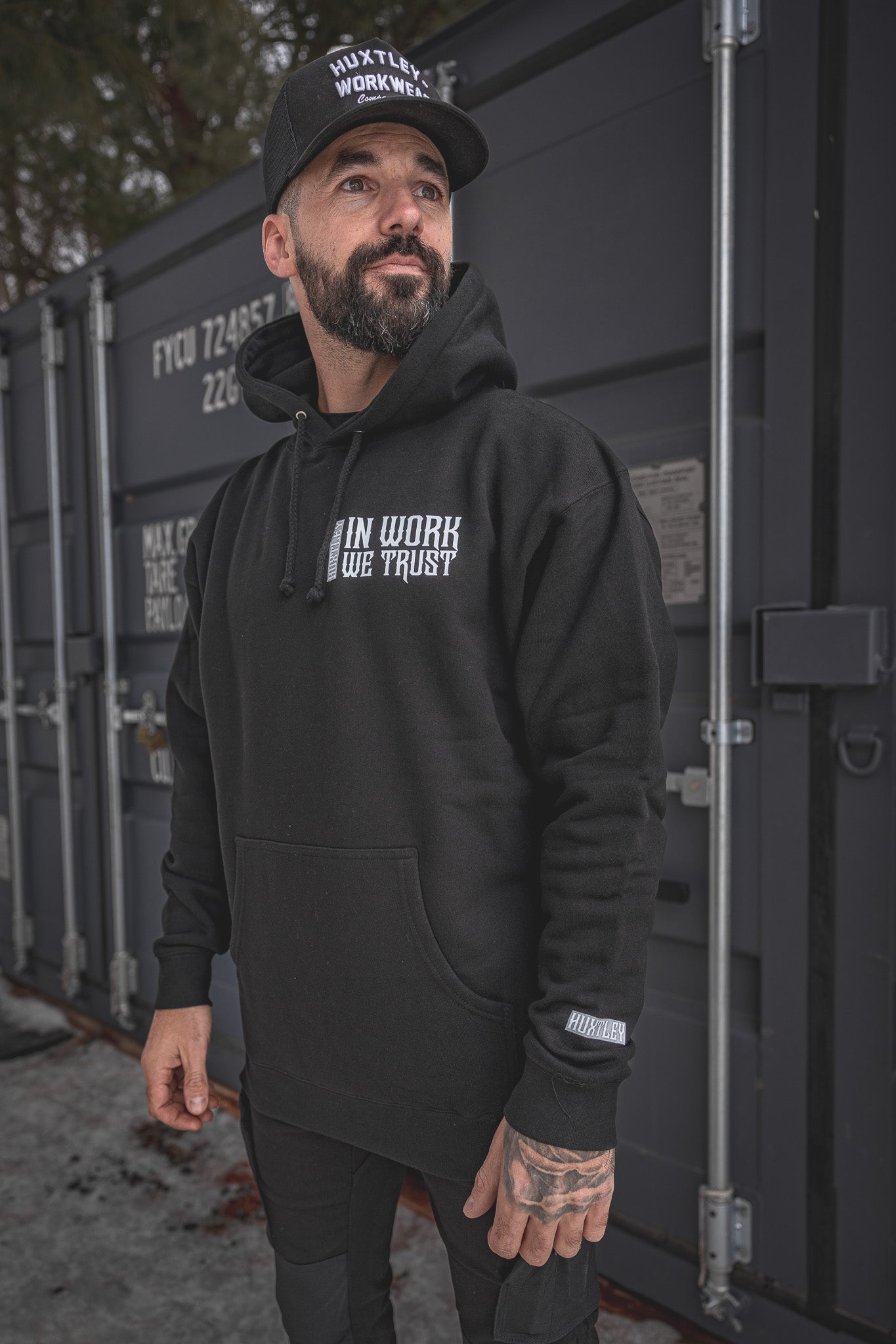 
                  
                    HX-717 Heavyweight Hoodie "In Work We Trust"
                  
                