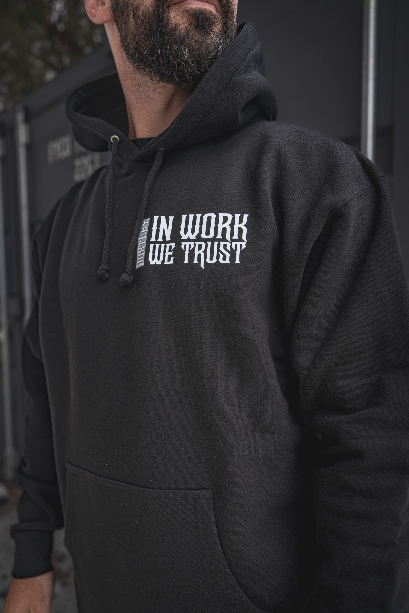 
                  
                    HX-717 Heavyweight Hoodie "In Work We Trust"
                  
                