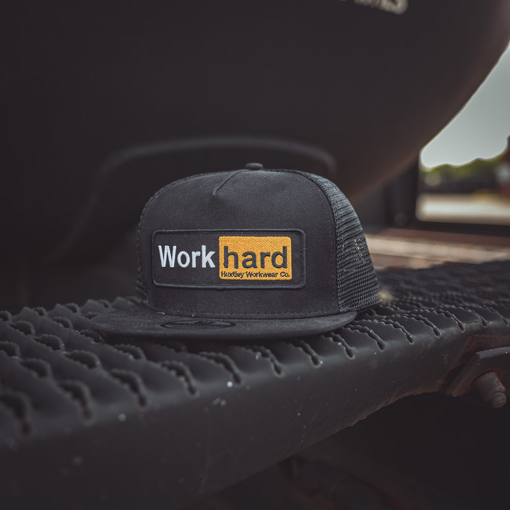 Work Hard Flat Bill Trucker