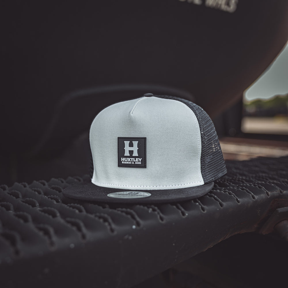 Classic Flat Bill Trucker White/ Black