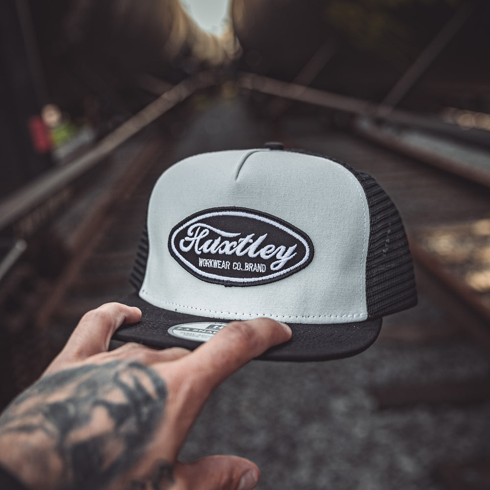 
                  
                    Custom Flat Bill Trucker White/ Black
                  
                