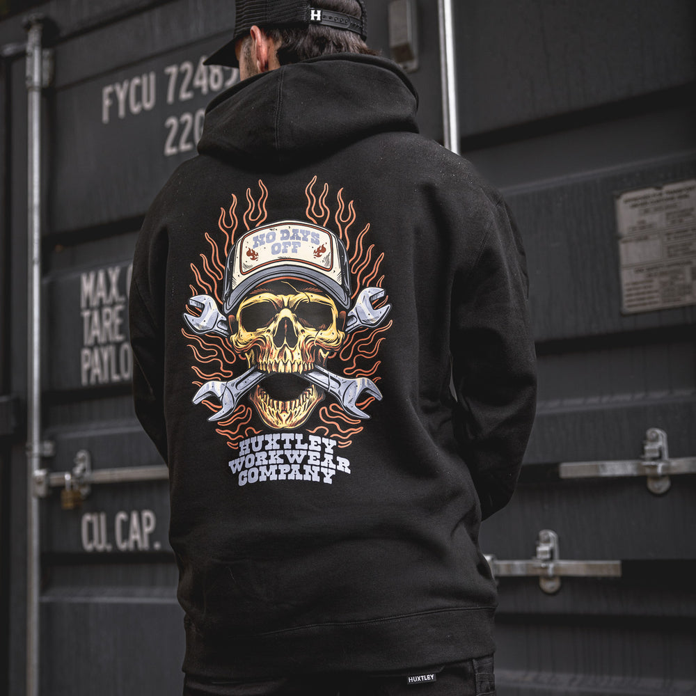 
                  
                    HX-717 Heavyweight Hoodie "No Days Off"
                  
                