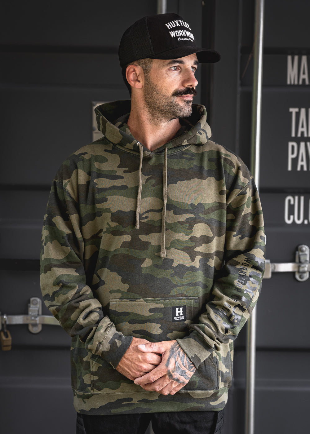 HX-717 Heavyweight Hoodie Woodland Camo