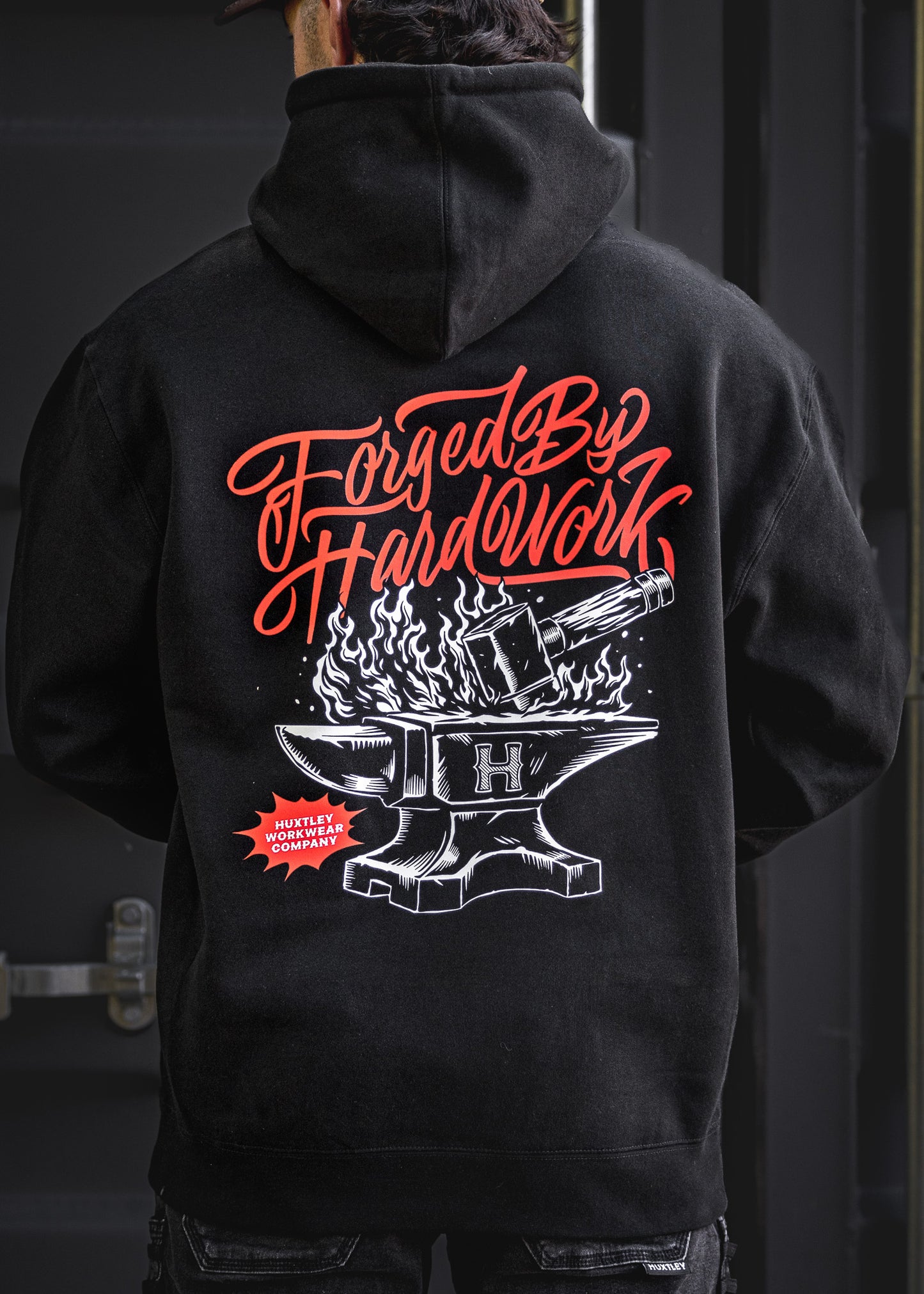 
                  
                    HX-717 Heavyweight Hoodie "Forged By Hard Work" Black
                  
                