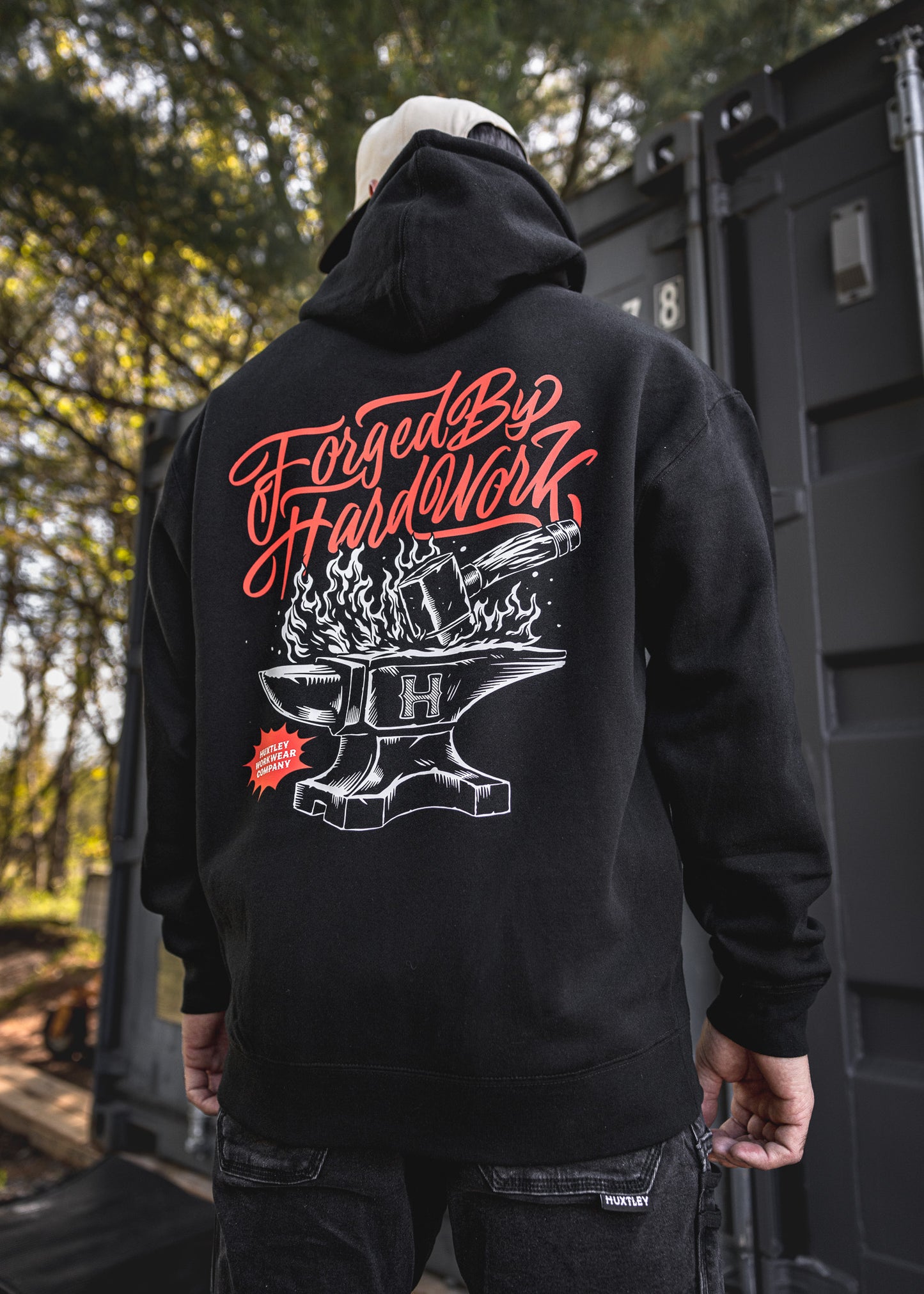 
                  
                    HX-717 Heavyweight Hoodie "Forged By Hard Work" Black
                  
                