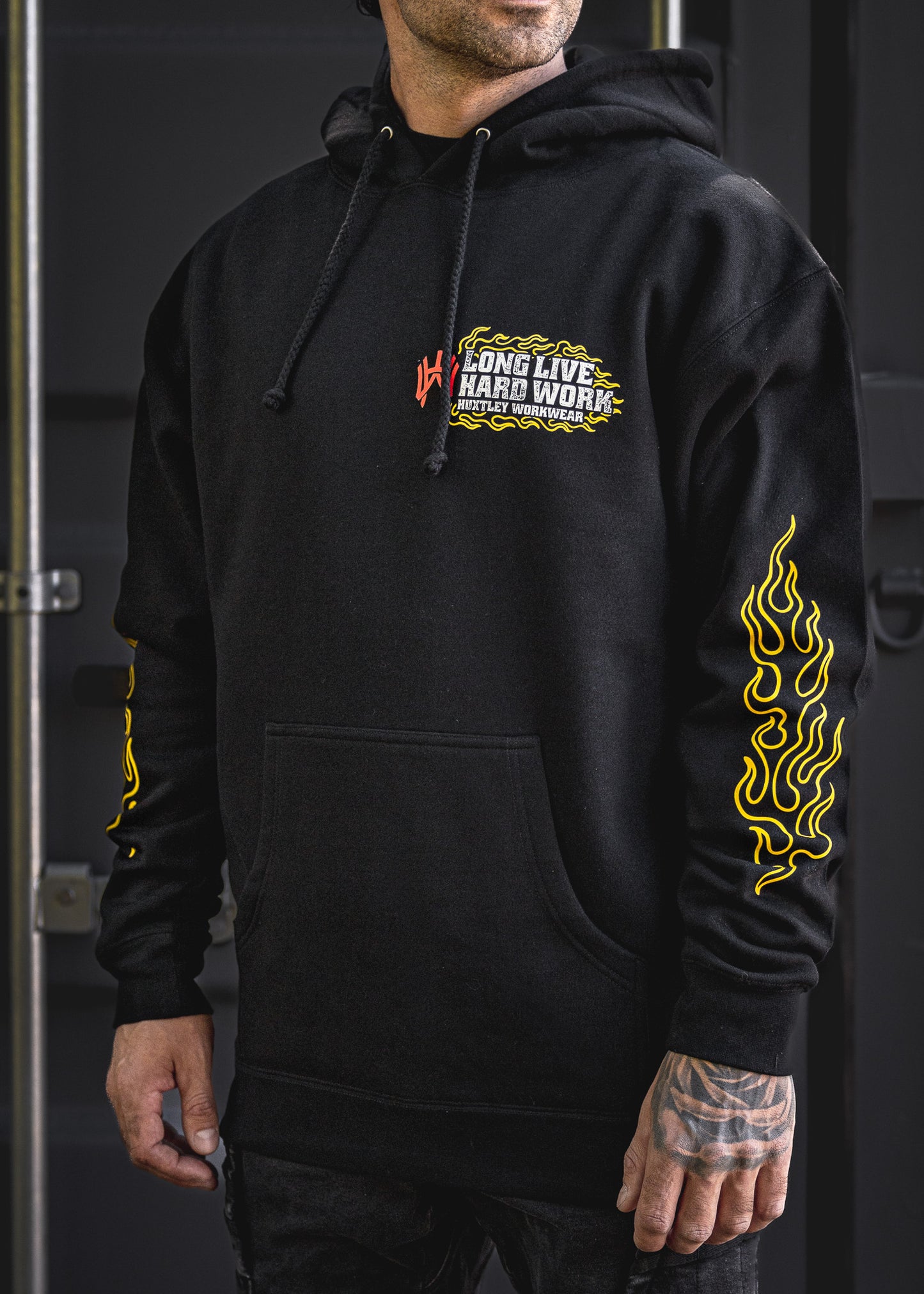 
                  
                    HX-717 Heavyweight Hoodie "Long Live Hard Work" Black
                  
                