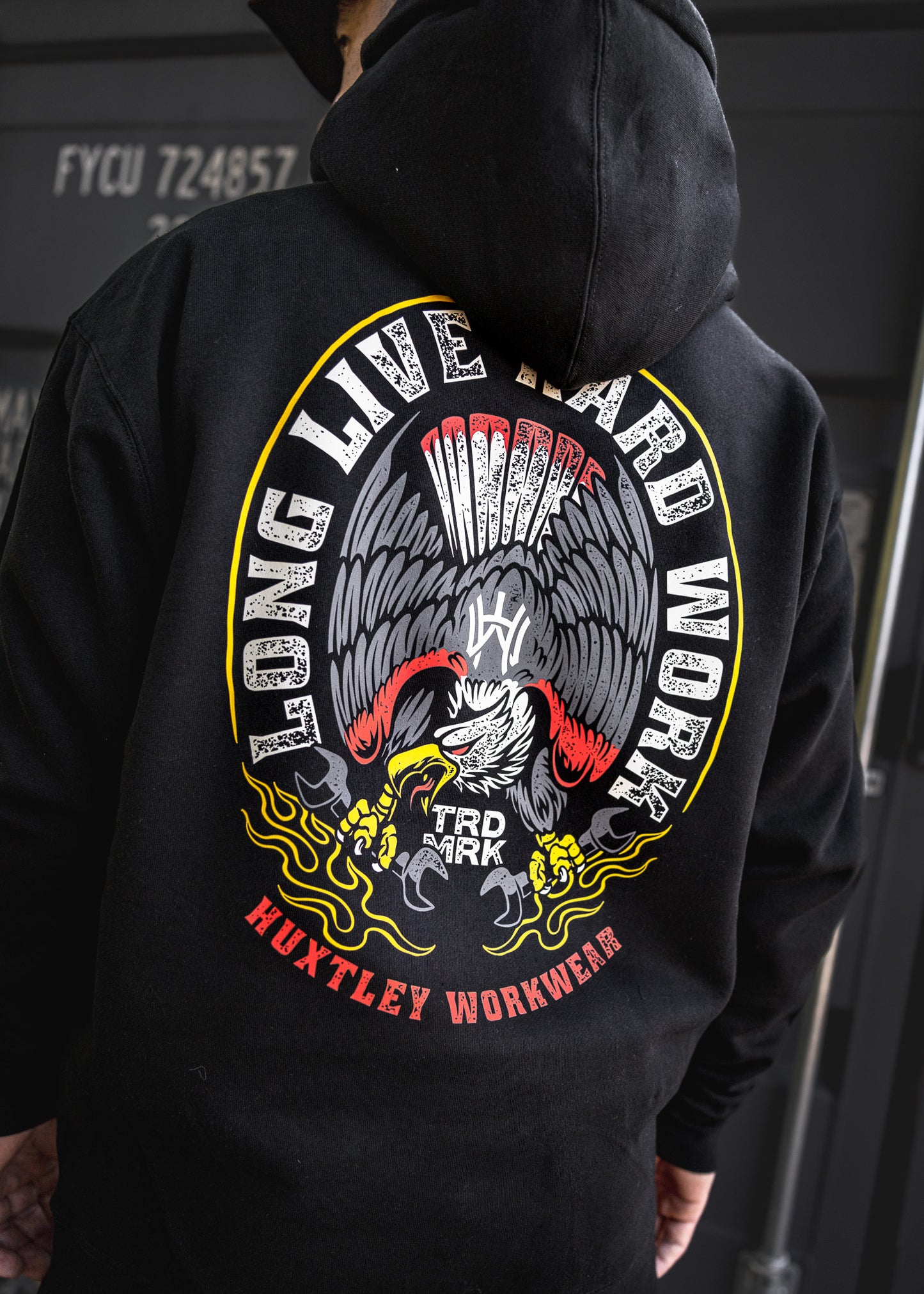 
                  
                    HX-717 Heavyweight Hoodie "Long Live Hard Work" Black
                  
                
