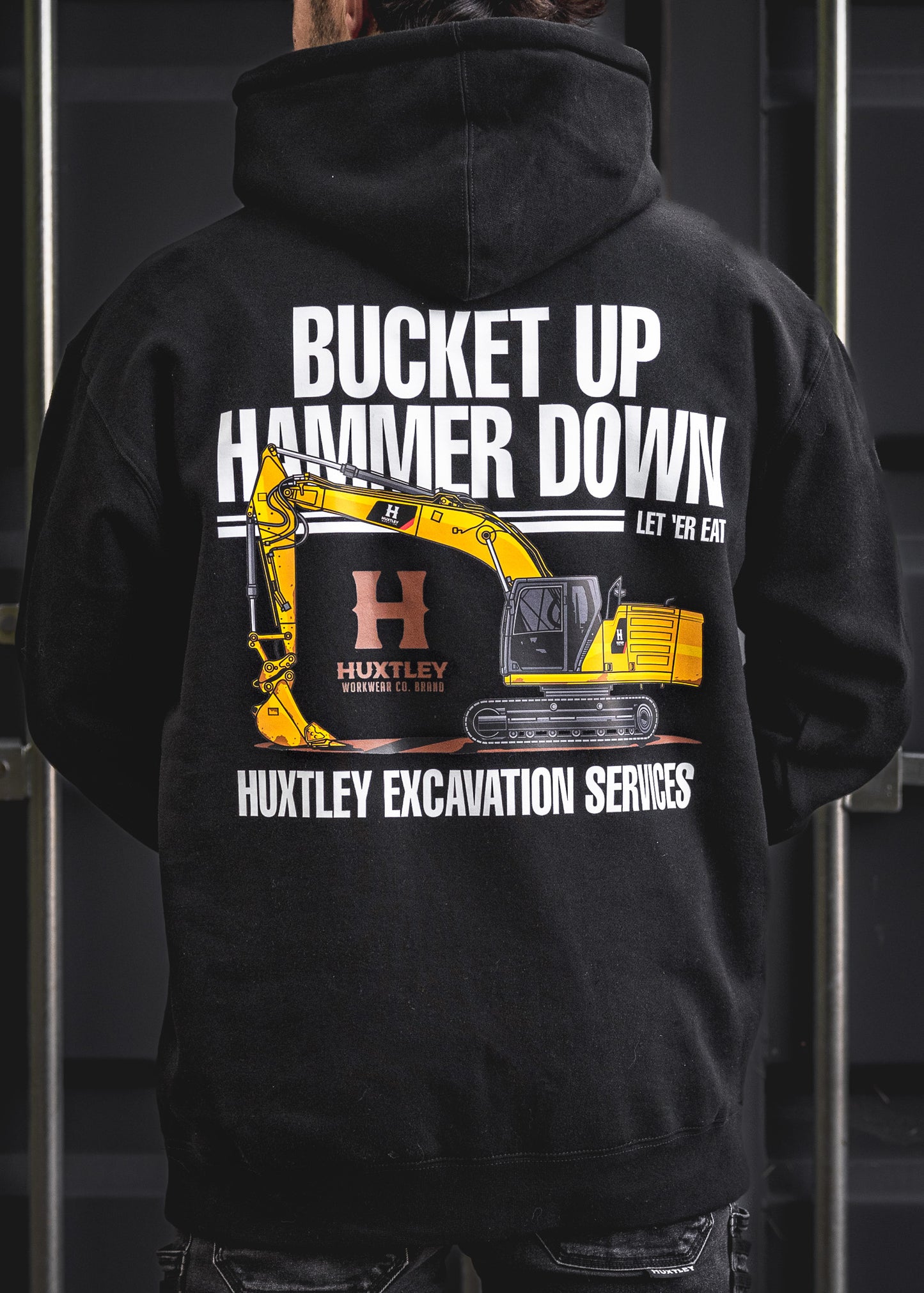 
                  
                    HX-717 Heavyweight Hoodie "Bucket Up Hammer Down" Black
                  
                