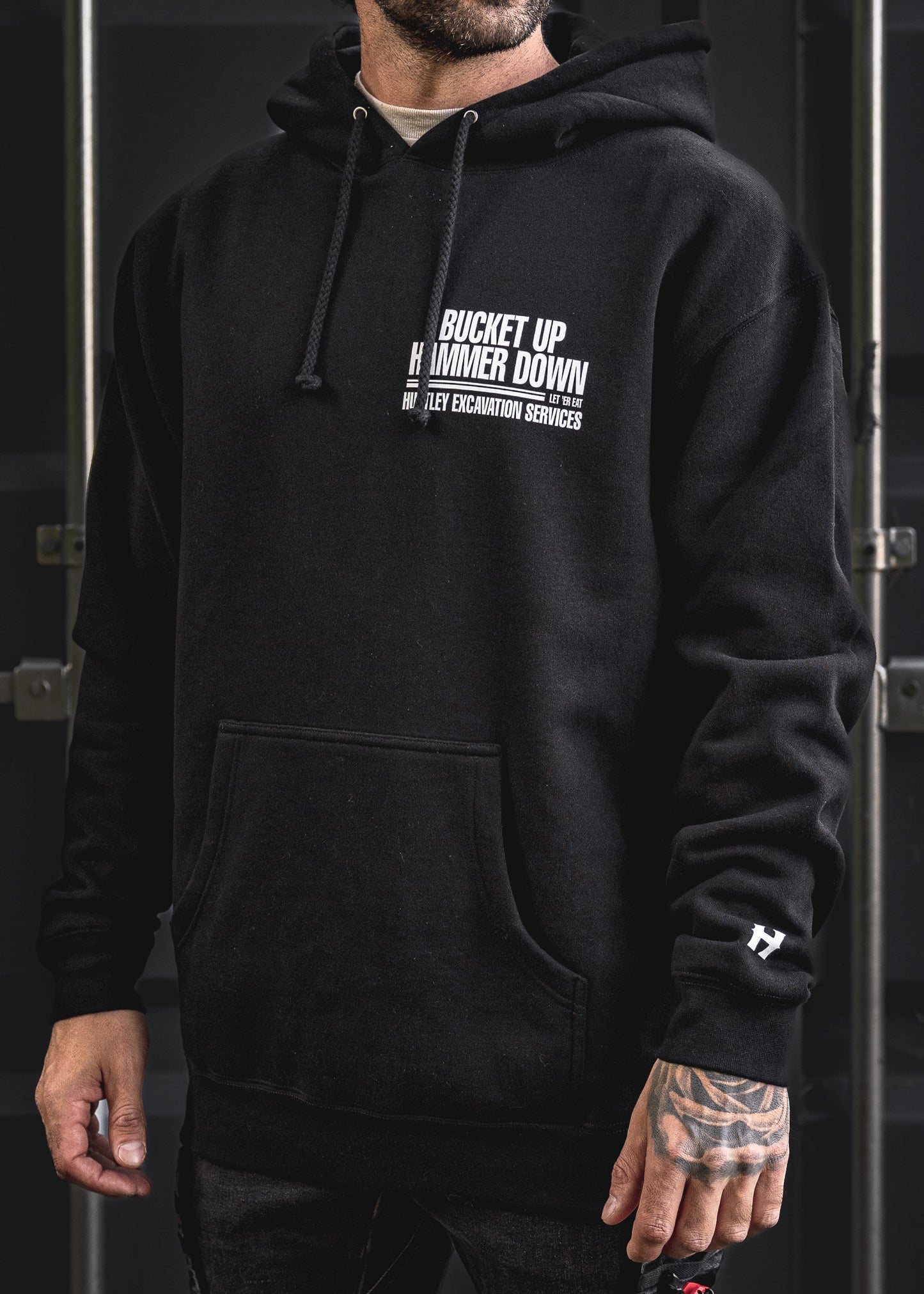 
                  
                    HX-717 Heavyweight Hoodie "Bucket Up Hammer Down" Black
                  
                