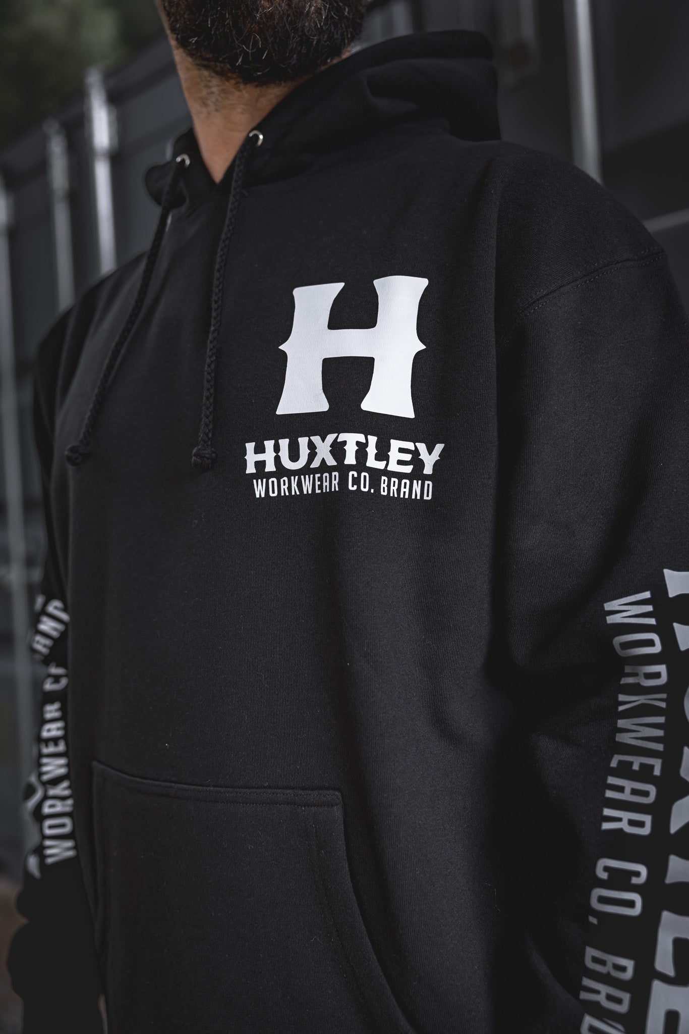 
                  
                    A closer look at the hardwearing Full Print Hoodie featuring the Huxtley white logo front and sleeve hits. Crew-tested, shop-tough, and built for everyday grind.
                  
                
