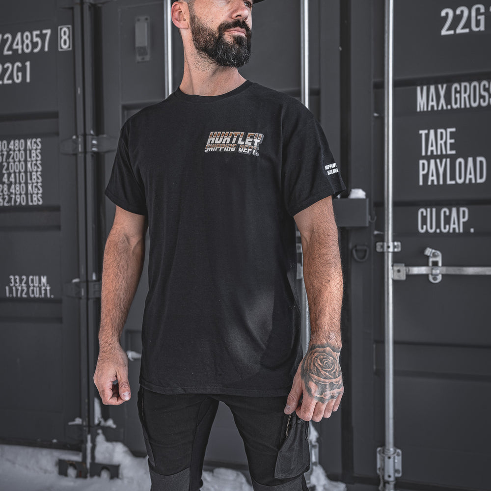 
                  
                    Full-body look featuring the Huxtley Shipping Dept. short sleeve tee paired with FX-1 Slim Pork Pants in Blackout. Built for hard jobs—clean, tough, and ready to rip.
                  
                